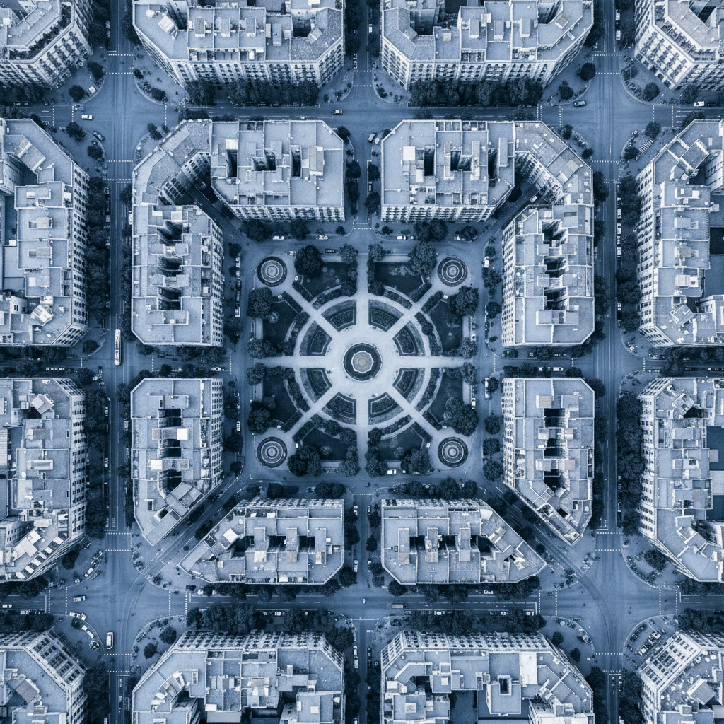 Aerial city grid